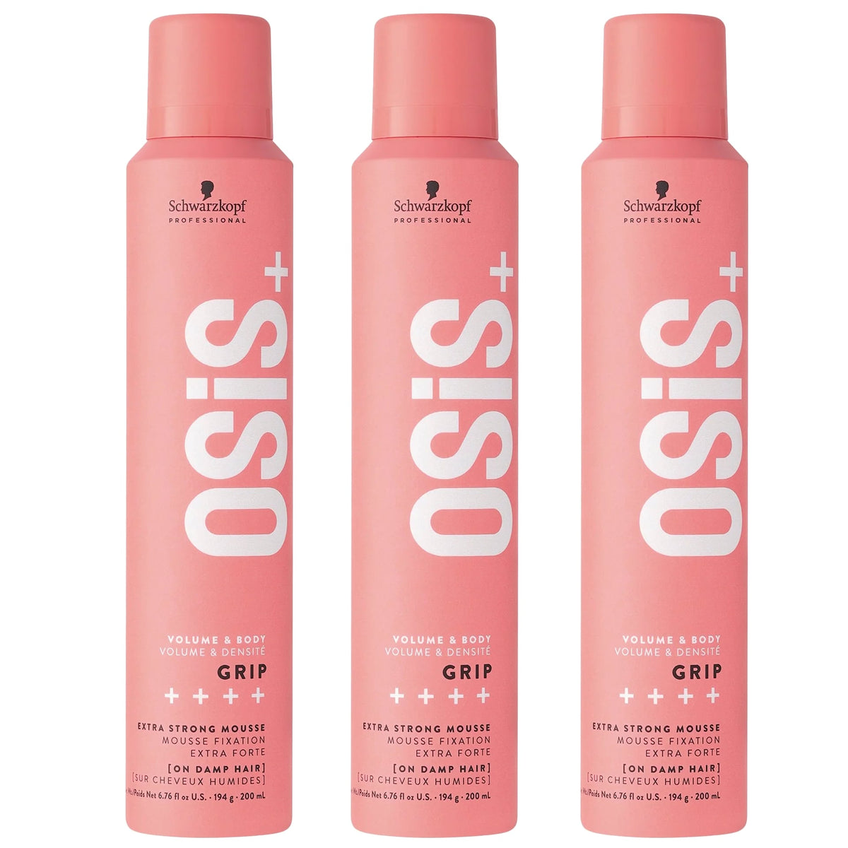Schwarzkopf Professional Osis+ Grip Extra Strong Mousse 200ml Trio