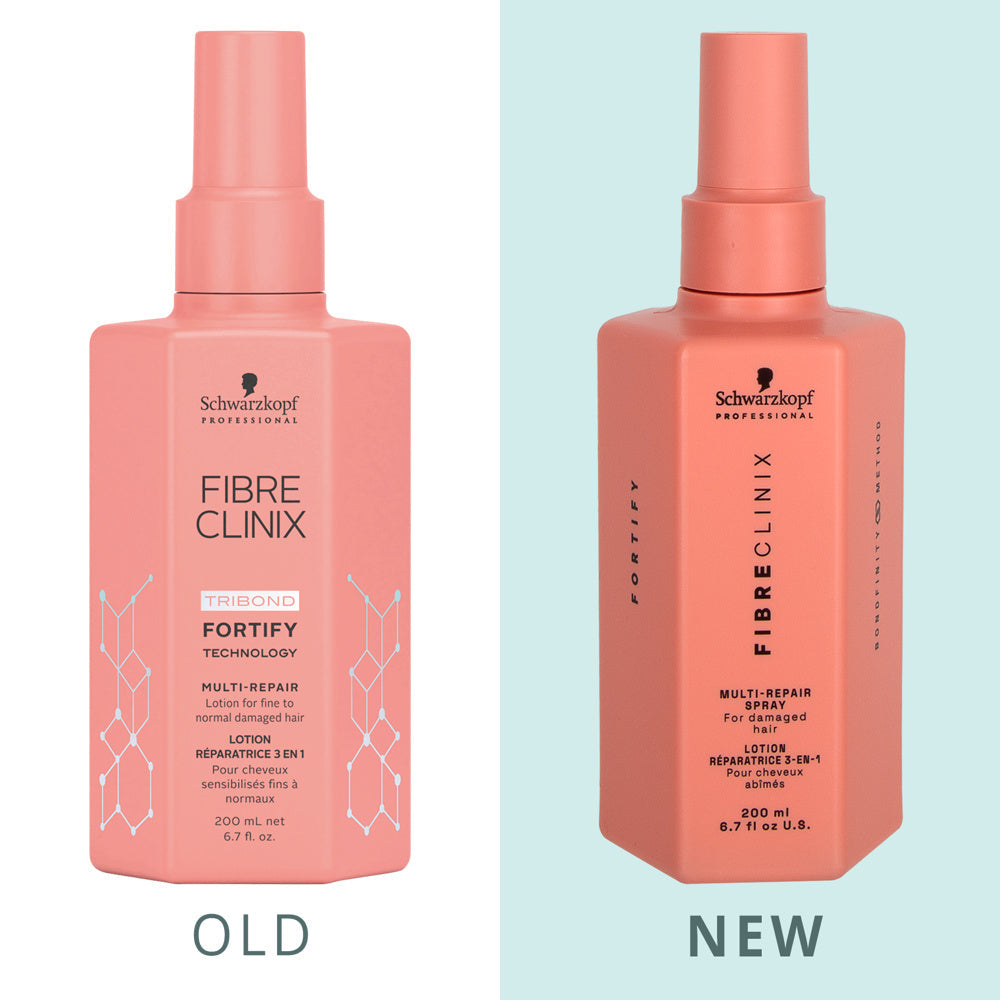 Schwarzkopf Professional Fibre Clinix Fortify Shampoo 300ml, Conditioner 250ml & Multi-Repair Spray 200ml Trio