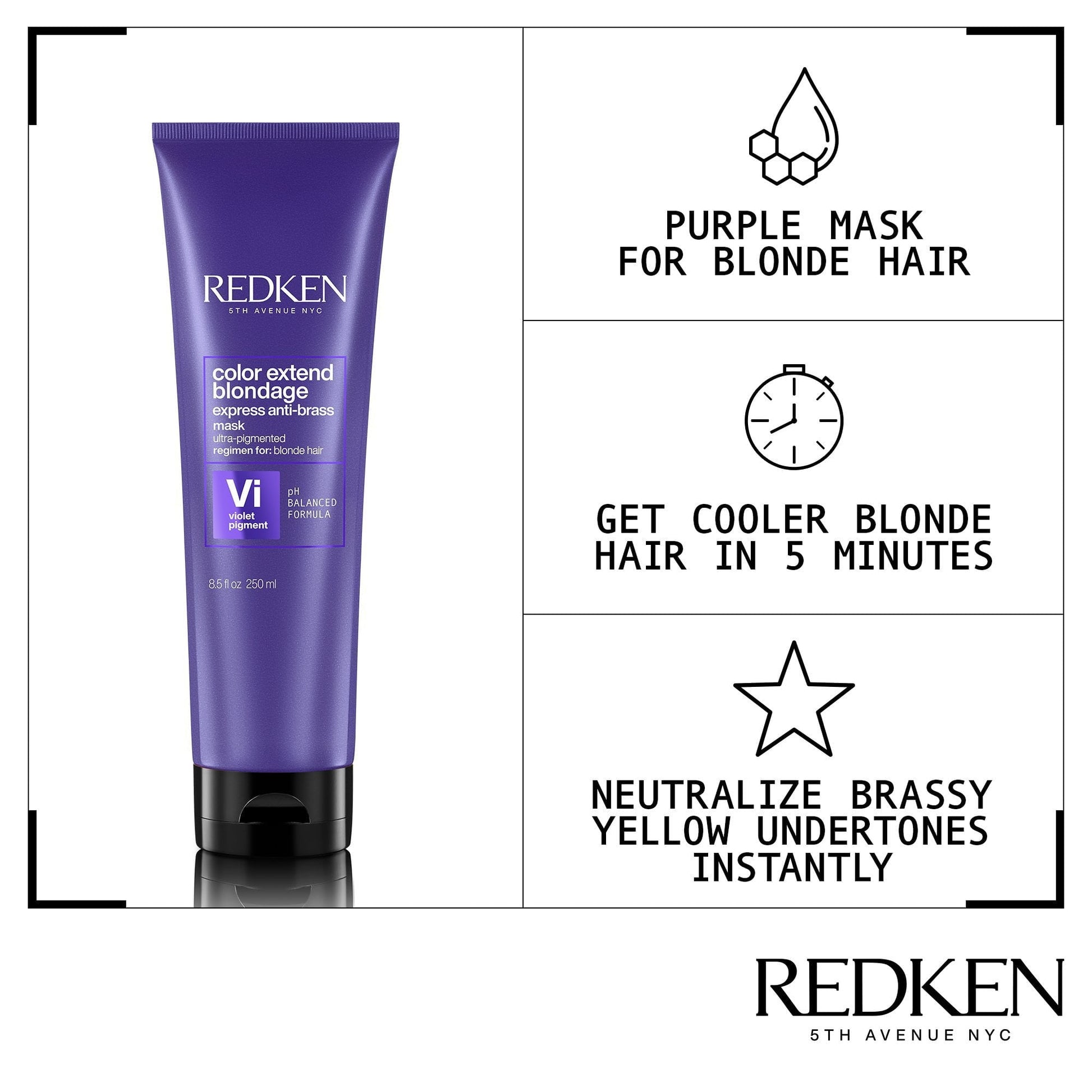 Redken Color Extend Blondage Express Anti Brass Purple Hair Mask 250ml - Salon Warehouse