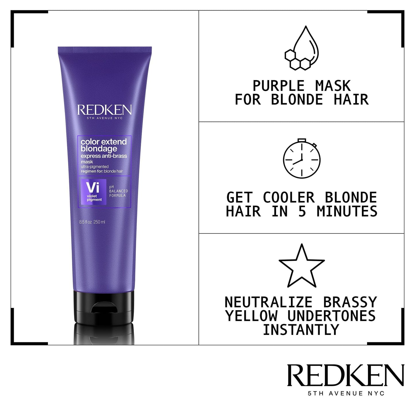 Redken Color Extend Blondage Express Anti Brass Purple Hair Mask 250ml - Salon Warehouse