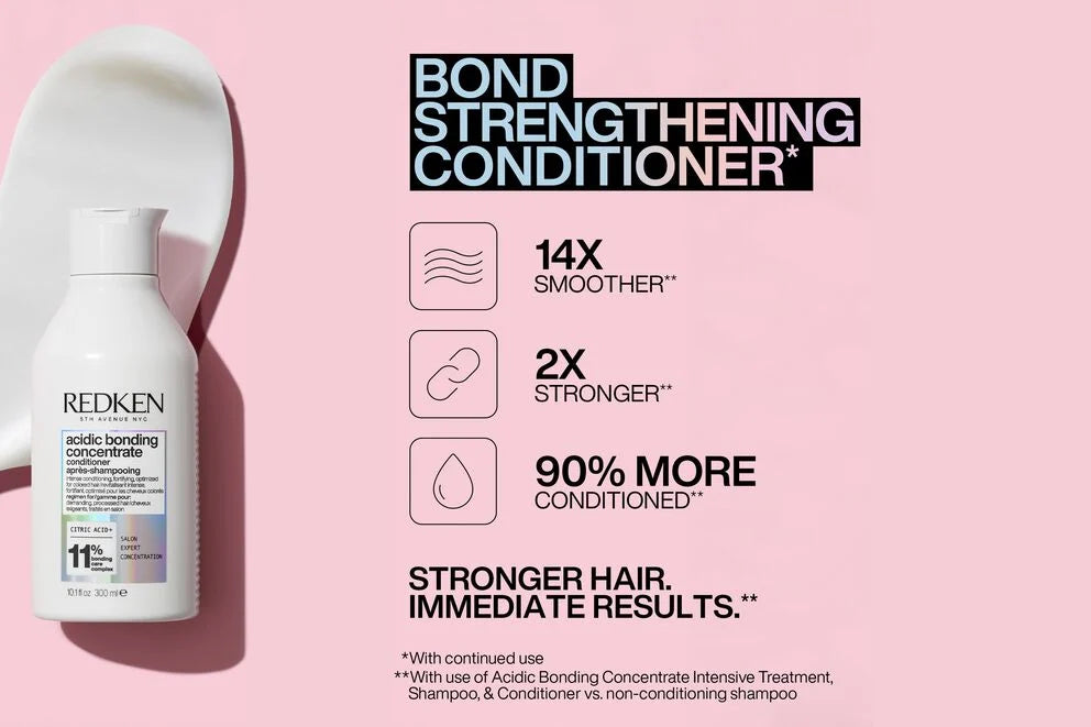 Redken Acidic Bonding Concentrate Shampoo 300ml, Conditioner 300ml, Leave-In Treatment 150ml & 24/7 Night and Day Serum 100ml Set