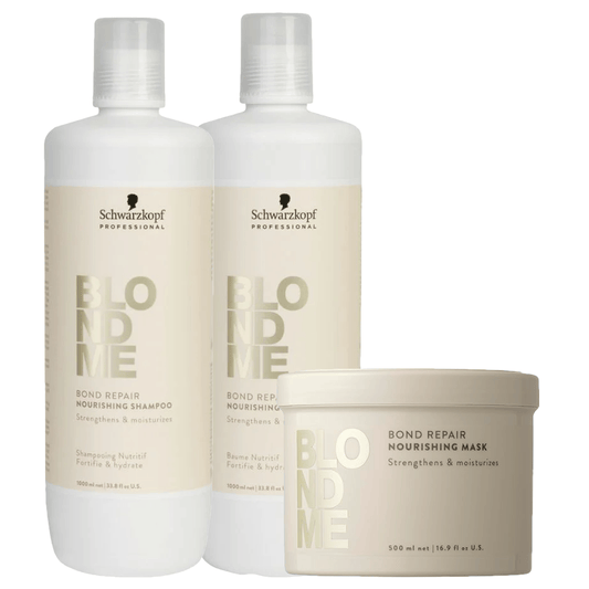 Schwarzkopf Professional Blondme Bond Repair Nourishing 1000ml Shampoo, Conditioner & 500ml mask Trio