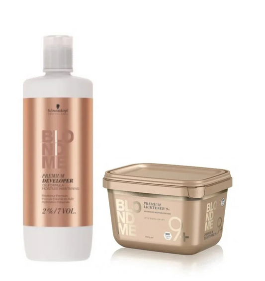 Schwarzkopf Professional BlondMe Premium Developer 2%- 30 Vol 900ml & Schwarzkopf Professional BlondMe Premium Lightener 450g Duo