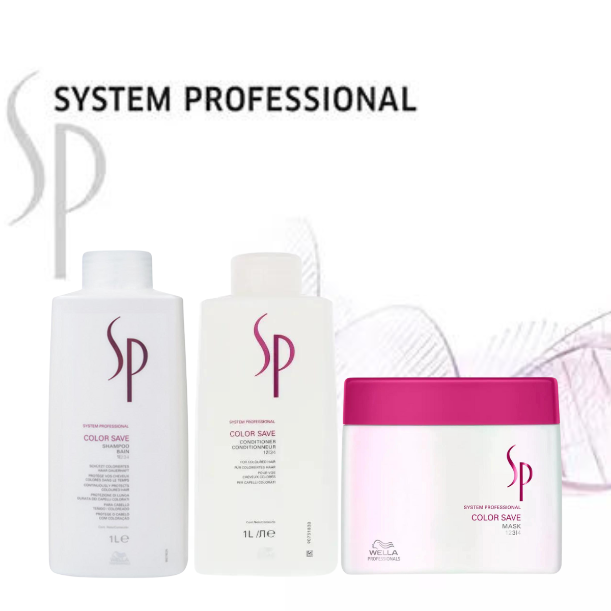 Wella SP Color Save Shampoo, Conditioner 1000ml & Mask 400ml Basin Pack Trio