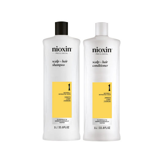 Nioxin PRO CLINICAL Scalp + Hair Thickening System 1 Shampoo & Conditioner 1000ml Duo