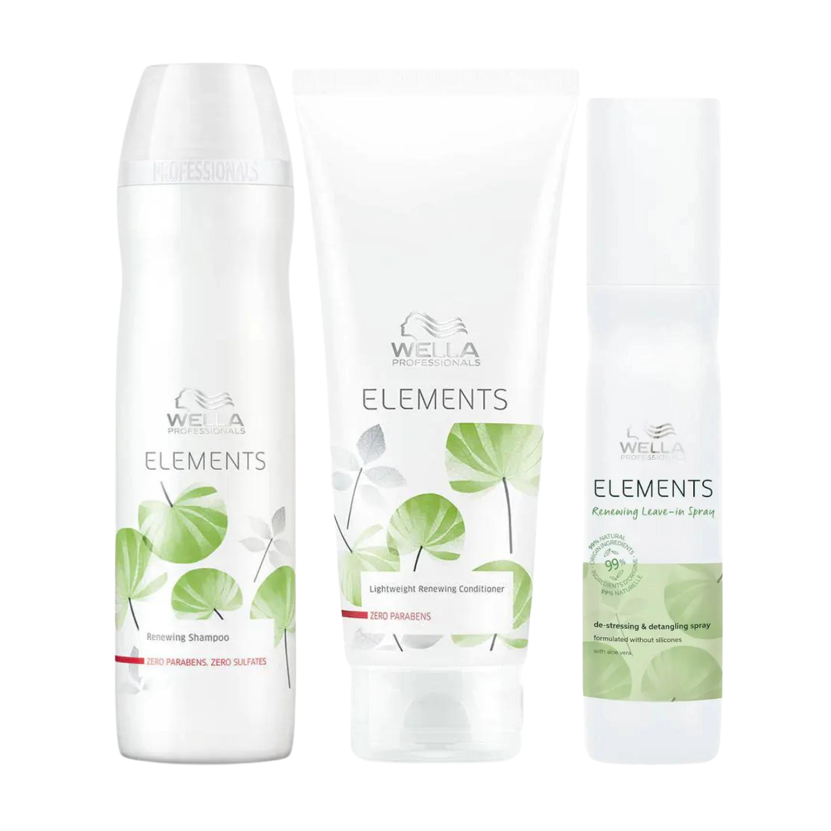 Wella Elements Shampoo, Conditioner & Leave-In Spray Trio Pack