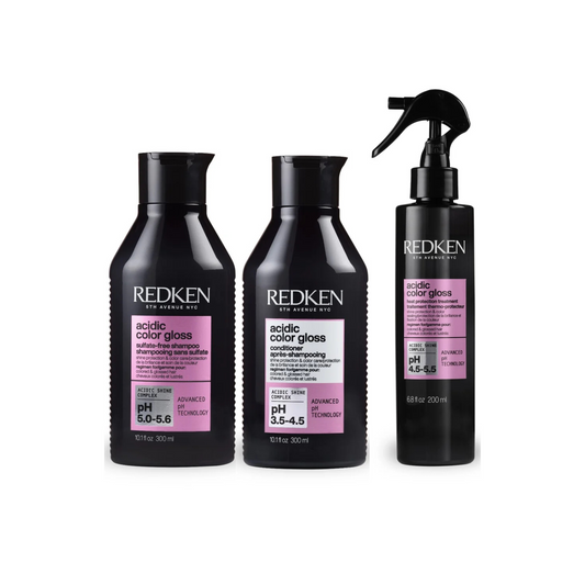 Acidic Color Gloss Shampoo, Conditioner & Heat Protectant Trio