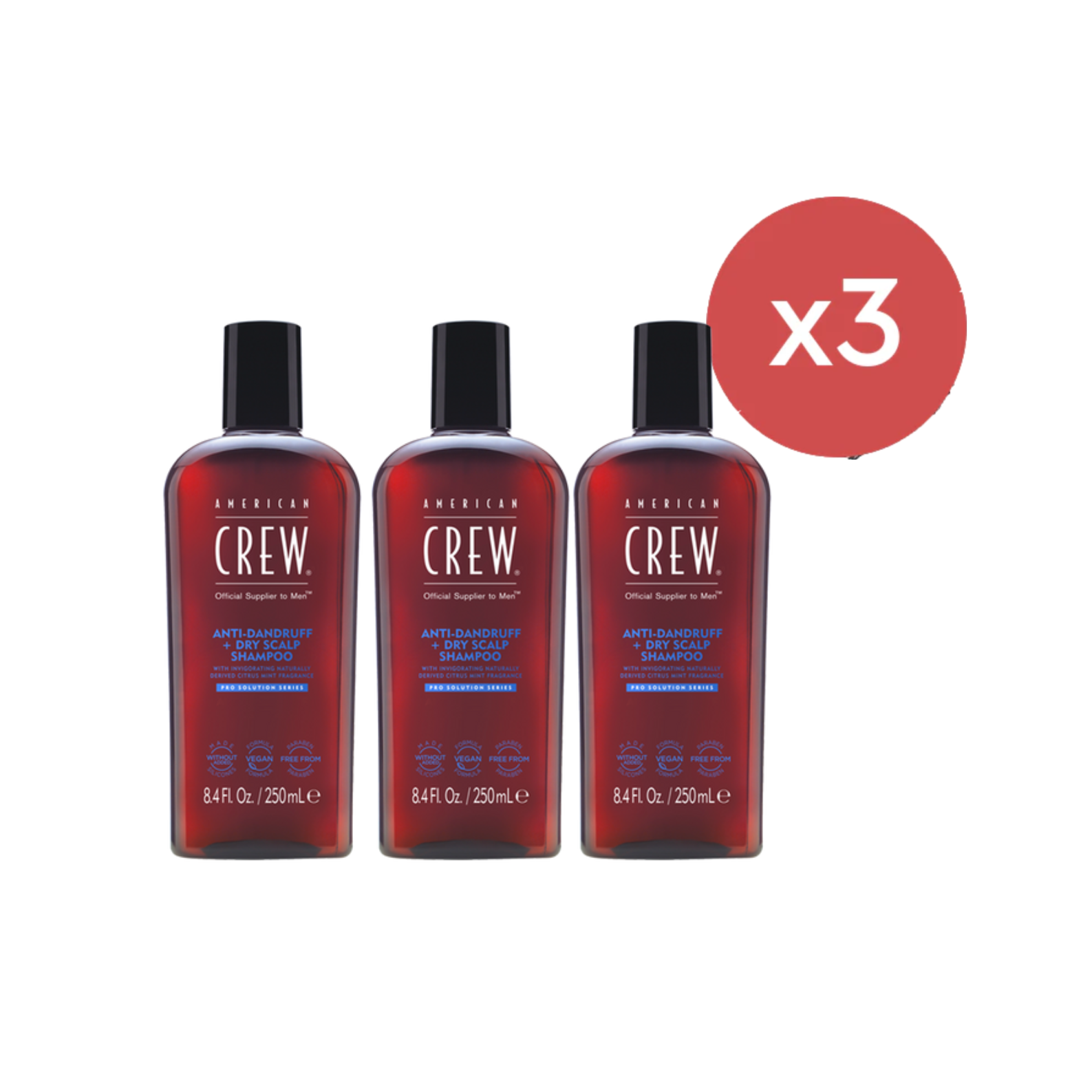 American Crew Anti-Dandruff + Dry Scalp Shampoo 250ml Trio