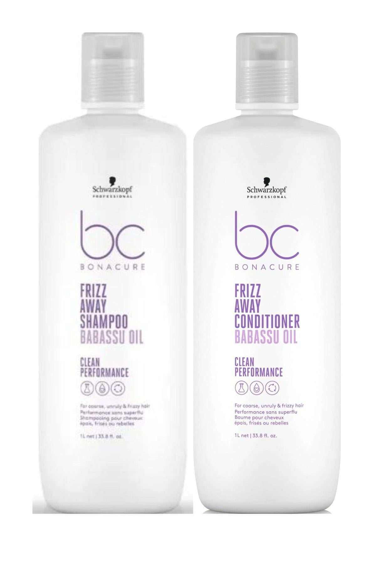 Schwarzkopf Professional Bc Bonacure Clean Performance Frizz-Away Shampoo  & Conditioner 1000ml Duo