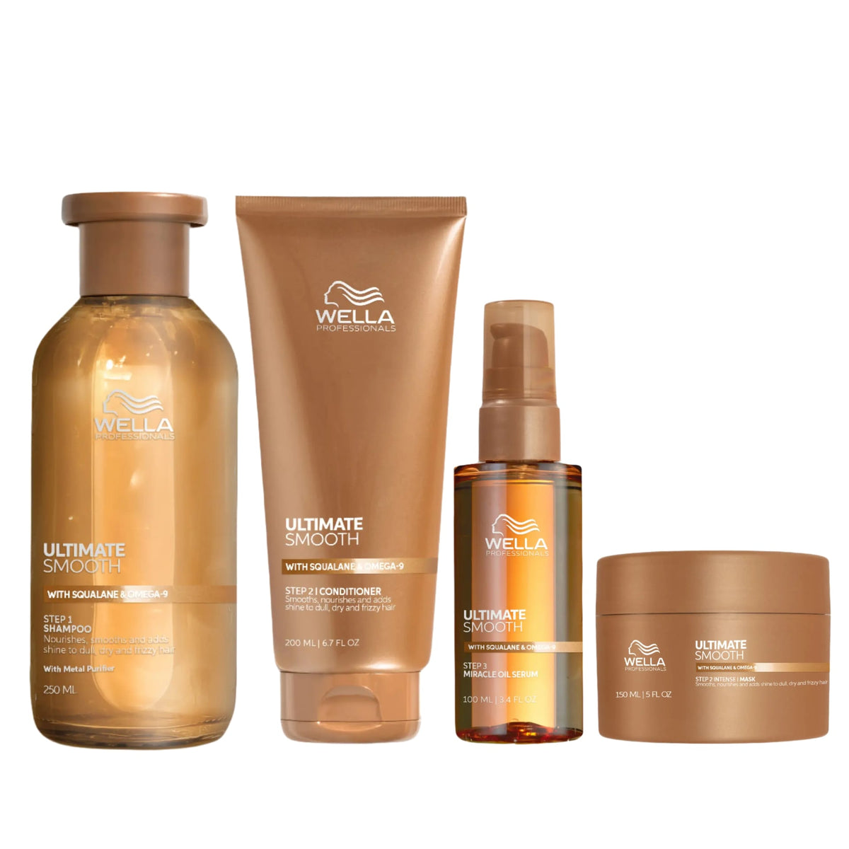 Wella Professionals Ultimate Smooth Shampoo, Conditioner, Mask & Serum Quad
