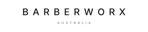 BarberWorx wordmark — dark on cream